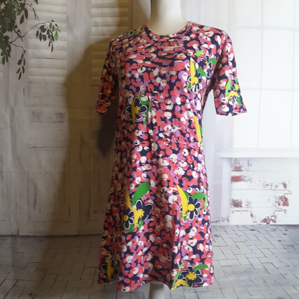 Simply Southern purple blue floral short sleeve tee shirt dress size XS